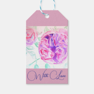 Pink Rose Watercolor Lilac Pink Thank You Gift Tags