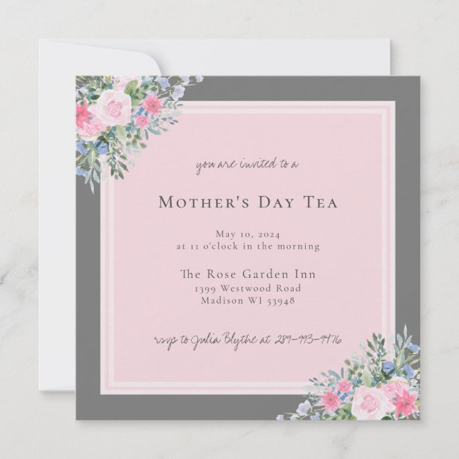 Pink Rose Watercolor Mother's Day Invitation (Front)