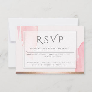 Pink Rose Watercolor Wash RSVP Card