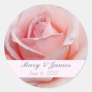 Pink Rose Wedding Envelope Seal Sticker Template