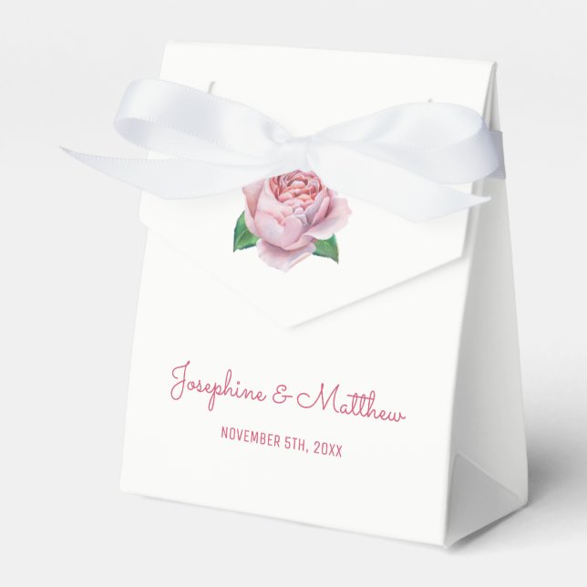 Pink Rose Wedding Favour Box (Front Side)