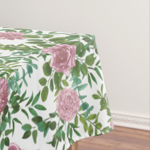 Pink Rose Wedding Floral Pastel Spring Tablecloth