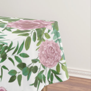 Pink Rose Wedding Floral Pastel Spring Tablecloth