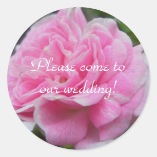 Pink Rose Wedding Invitation Stickers