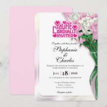 Pink Rose Wedding Invite - Pink Heading #3