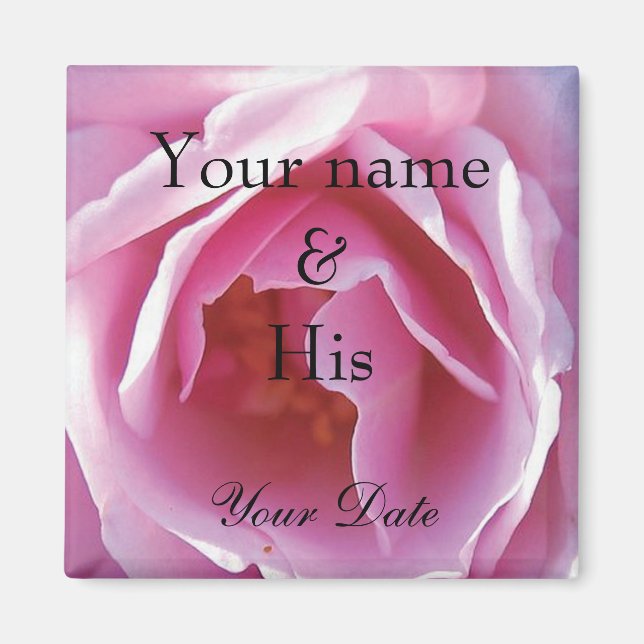 Pink Rose Wedding Magnet (Front)