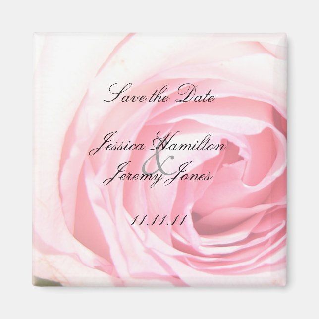 Pink Rose Wedding Magnet Favours (Front)