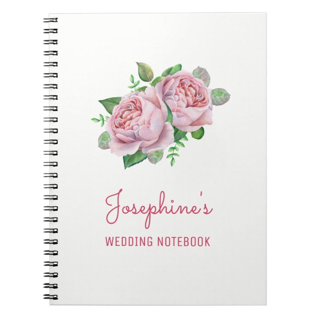 Pink Rose Wedding Planning Notebook (Front)