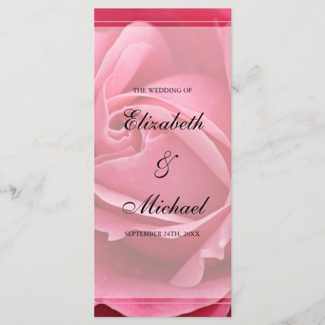 Pink Rose Wedding Program (Front)