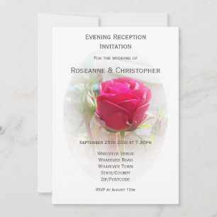 Pink Rose Wedding Reception Invitation