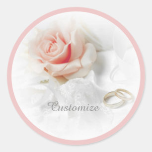 Pink Rose & Wedding Rings Stickers