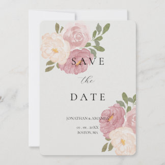 Pink Rose Wedding Save The Date