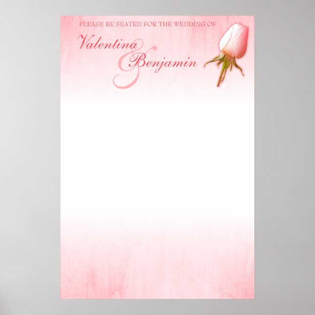 Pink Rose Wedding Seating Table Plan blank Poster (Front)