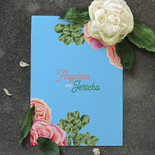 Pink Rose Wedding Theme Card