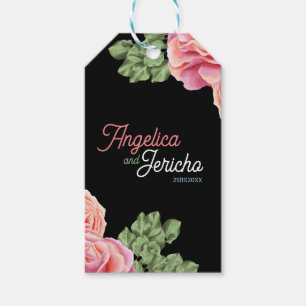 Pink Rose Wedding Theme Gift Tags