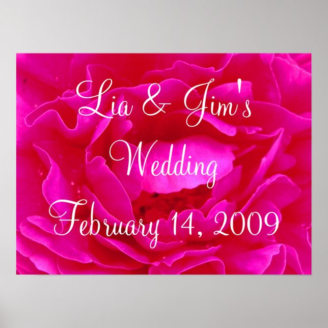 Pink Rose Wedding Valentine Poster (Front)