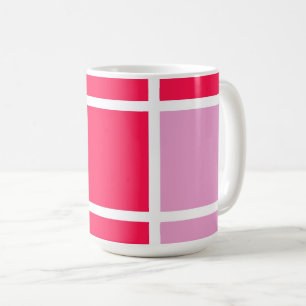 Pink rose white lines squares geometric Mug