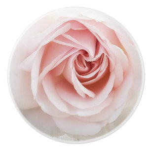 Pink Rose White Wood Shabby Chic Farmhouse Floral Ceramic Knob