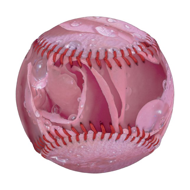 Pink Rose with Dewdrops Baseball (Front)