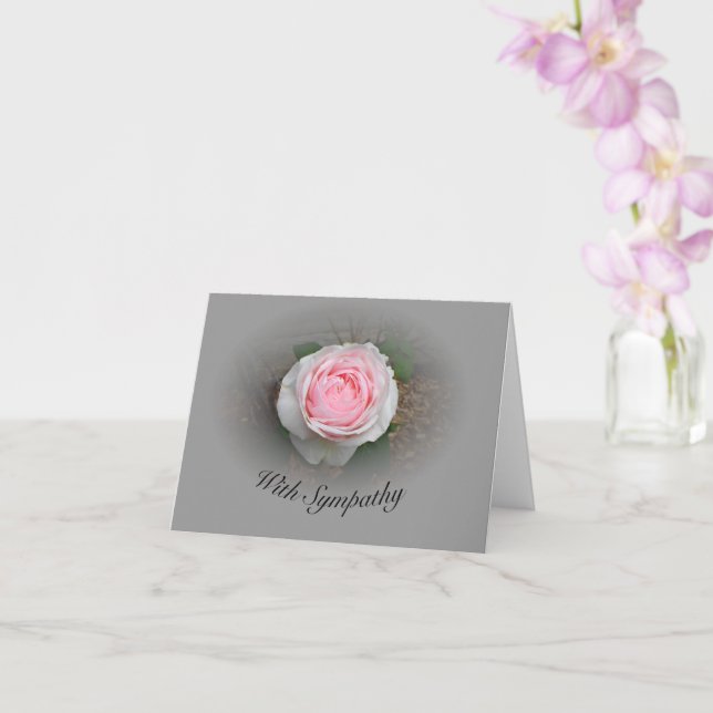 Pink Rose With Grey Vignette Card (Orchid)