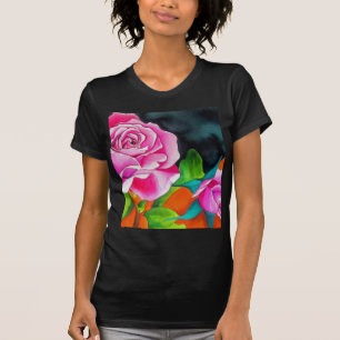Pink Rose with orange watercolor art T-Shirt