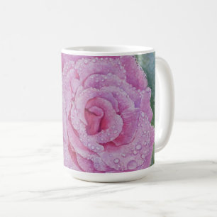 Pink Rose with Raindrops Coffee Mug