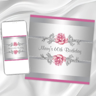 Pink Rose Womans Birthday Party Invitation