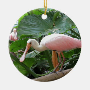 Pink Roseate Spoonbill Bird Ceramic Tree Decoration