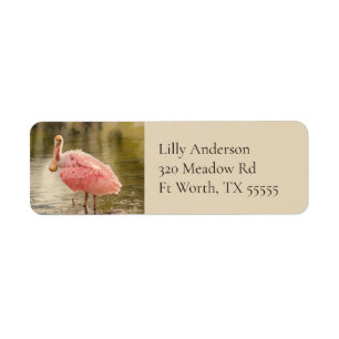 Pink Roseate Spoonbill Watercolor Return Address Label