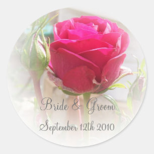 Pink Rosebud Bride And Groom Sticker