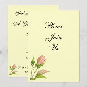 Pink Rosebud Custom Invitations