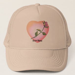 Pink Rosebud flowers Trucker Hat