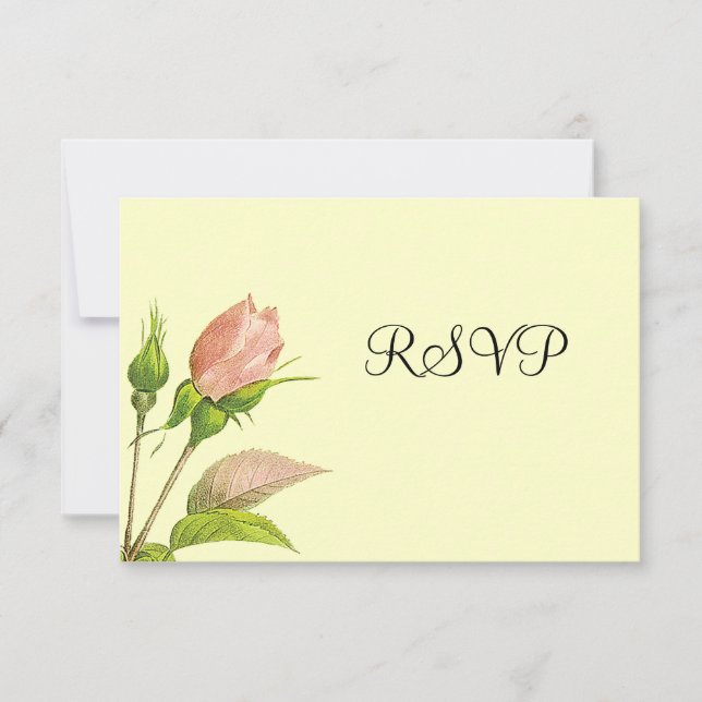 Pink Rosebud RSVP Invitation Template (Front)