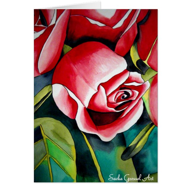 Pink Rosebud watercolor painting art flower (Front)