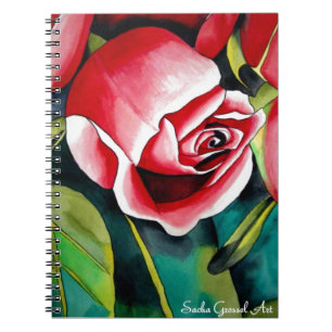 Pink Rosebud watercolor painting art flower Notebook