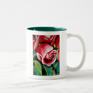 Pink Rosebud watercolor painting art flower Two-Tone Coffee Mug