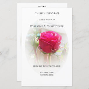 Pink Rosebud Wedding Program