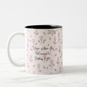 Pink Rosebuds Two-Tone Coffee Mug