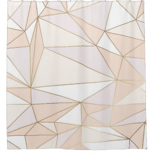 Pink Rosegold: Abstract Geometric Luxury Shower Curtain