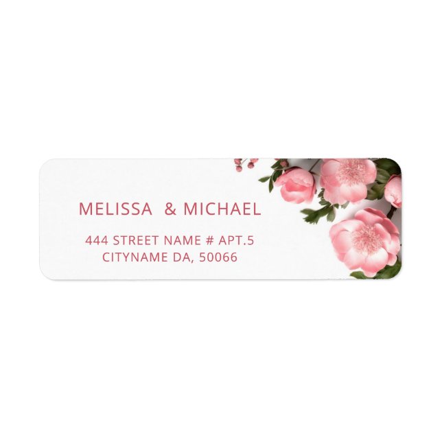 Pink Roses 3D Flowers |  Wedding Return Address Label (Front)