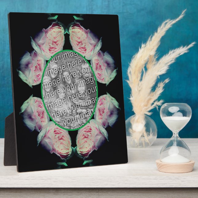 Pink Roses Abstract Add Your Own Photo Plaque (Side)