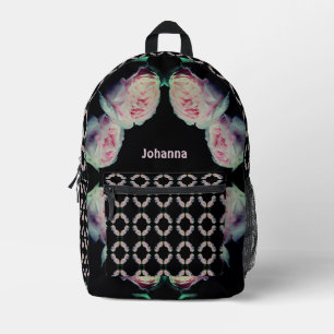 Pink Roses Abstract Personalised Printed Backpack