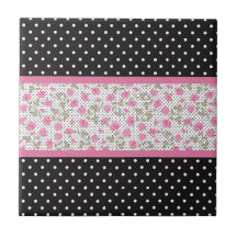 Pink Roses And Black and White Polka Dots