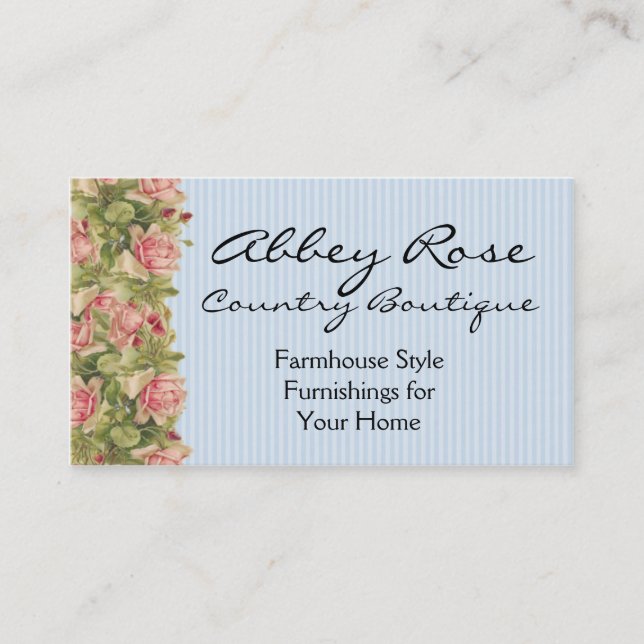 Pink Roses and Blue Stripes General Purpose Card (Front)