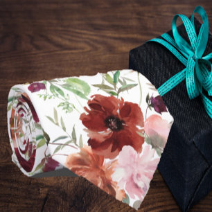 Pink Roses and Cinnamon Flowers Floral Neck Tie