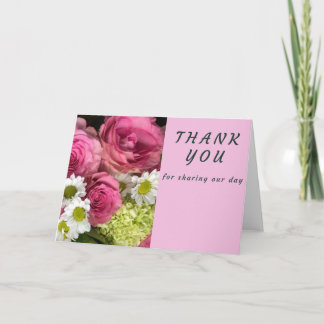 Pink Roses and Daisies Thank You Card