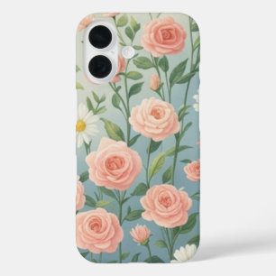 Pink Roses and Daisy Flowers  iPhone 16 Case