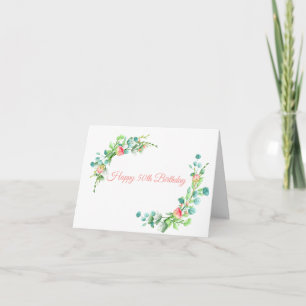 Pink Roses and Eucalyptus Milestone Birthday Card