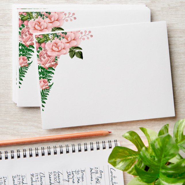 Pink Roses and Ferns Wedding Envelope (Creator Uploaded)
