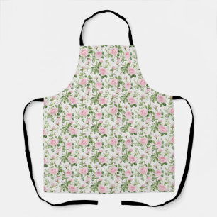 Pink Roses and Green Leaves Seamless Apron